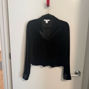 Old Navy Black Velvet Button Down Shirt